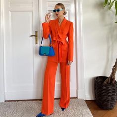 New With Tag. Blogger's Favorite. This Listing For Only Blazer 2551/187- 4043/066 Boxth6/Th11(Xs) Formal Orange Pants For Spring, Zara Orange Bottoms For Work, Chic Formal Orange Pants, Chic Orange Formal Pants, Orange Spring Pantsuit For Work, Orange Spring Pantsuit For Workwear, Elegant Orange Pants For Workwear, Formal Orange Trousers, Zara Wide Leg Sets For Workwear