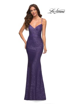 Elevate your evening with the La Femme 30622 Sequin Column Evening Dress. A vision of elegance and allure, this dress features a deep V-neckline, corset lace-up back, and intricate ruching with multi-colored sequins. With a long fitted silhouette and slim straps for support, make a bold statement at your next special occasion. Fitted V-neck Gown With Corset Back, Evening Sequin Dress With Corset Back For Prom, Sequin Dress With Corset Back For Prom Evening, Sequin Dress With Corset Back For Prom Season, V-neck Evening Dress With Fitted Bodice For Party Season, V-neck Evening Dress With Corset Back For Gala, Gala Sequin Dress With Corset Back For Prom Season, Sequin Dress With Corset Back For Prom Gala, Formal V-neck Evening Dress With Corset Back