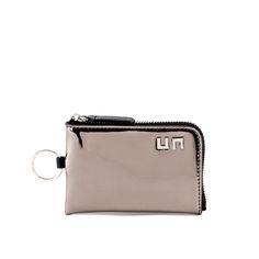 coin wallet gun metal 1 front Modern Compact Coin Purse With Zipper Closure, Modern Silver Wallet With Card Slots, Coin Wallet, Metal Logo, Zipper Pulls, Metallic Logo, Compact Design, Card Slots, Zip Around Wallet