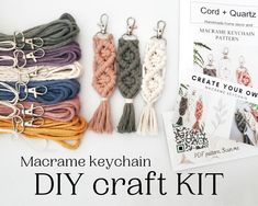 Macrame keychain DIY craft kit. Macrame kit. Craft kit for adults and teens. Do it yourself macrame. birthday gift. Macrame Birthday, Macrame Keychain Diy, Kids Growth Chart, Christmas Stocking Ornament, Teacher Gift Card, Macrame Keychain, Diy Craft Kit, Earth 2, Handmade Keychain