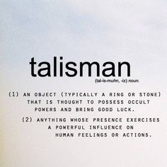 the words talisman are written in black and white on a blue sky background