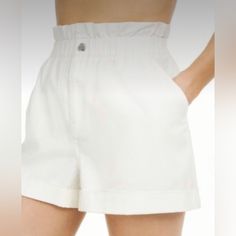 White, High Waisted Paperbag Shorts By Weworewhat (Danielle Bernstein). Size Xs (I Typically Wear A Sz 25, But I Think They Would Be Fine If You’re Size 24). Twill/Cotton Feel. Button Snap And Zipper Fly. New With Tag, Never Worn. I’m Also Selling Them In Black. Versatile Cotton Shorts For Day Out, Versatile High Waist Cotton Shorts, Chic White Cotton Shorts, Versatile White Bottoms With Built-in Shorts, White Shorts With Pockets For Daywear, Versatile High Waist Shorts For Day Out, Chic Cotton Bottoms With Paperbag Waist, White Paperbag Waist Casual Bottoms, Trendy White Shorts With Belt Loops