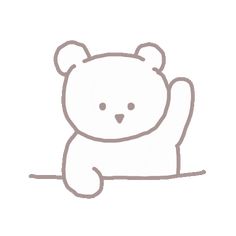 a drawing of a teddy bear sitting on the ground with its arms up and eyes closed