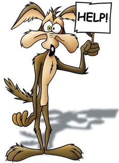 a cartoon dog holding a sign that says help