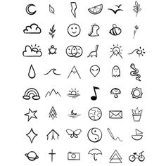 the different types of symbols are shown in black and white, with one line drawn on it