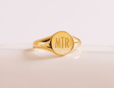 Our Signet Rings are available in sterling silver, gold filled, 10K solid gold or 14K solid gold. Please provide personalization when ordering. S H I P M E N T  | Please allow 1-2 weeks for shipment. Classic 14k Gold Initial Ring For Personalized Gift, Monogrammed Yellow Gold Rings As Personalized Gift, Minimalist Gold Initial Ring With Engraving Option, Personalized Initials 14k Gold Rings, Personalized 14k Gold Rings With Initials, Personalized Engraved Rose Gold Ring, Personalized Initial Ring In Yellow Gold, Customizable 14k Yellow Gold Signet Ring, Classic 14k Gold Customizable Signet Ring