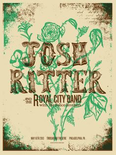 an old poster with roses on it that says, rose rater and royal city band