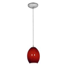 a red light hanging from a ceiling fixture