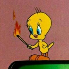 a cartoon character sitting on top of a cell phone with a flame in his hand