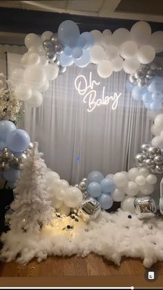 an image of balloons and decorations for a baby shower