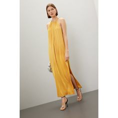 Yellow (79% Acetate, 21% Polyester). Gown. Sleeveless. Halter neck. Pull-on closure. 59.5" from shoulder to hemline. Imported. Ronny Kobo, Rent The Runway, Closet Designs, Tall Girl, Halter Neckline, Strappy Heels, Halter Neck, Braids, Maxi Dress