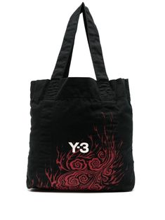 Shop Y-3 graphic-print tote bag Aviator Watch, Planet People, Office Bag, Tote Bag Black, Twill Weave, Logo Tag, Balenciaga Triple S, Custom Watch, Derby Shoes