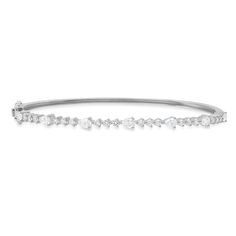 A round of sparkles for everyone! This gorgeous bangle is home to more than a carat of diamonds and it is completely drenched in them. With this beauty, your shine factor will be through the roof! Available in 14k yellow, rose, or white gold 1.19ctw diamonds Measures 2.5mm wide Measures 7" in circumference By Curated by AB Pear Shaped Diamond, New Trends, Pear Shaped, Diamond Bracelet, Diamond Jewelry, Bangles, Sparkle, White Gold, Fashion Inspo