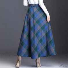 Elluis - Classic Plaid Midi Skirt: Sophisticated High-Waisted A-Line Skirt with Exquisite Embellished Hem High Waist Plaid Pleated Skirt, Elegant Plaid Knee-length Skirt, Retro Plaid Lined Skirt Bottoms, Plaid Midi Skirt With Lined Detail, Retro Full Plaid Skirt, Types Of Skirts, A Line Skirts, Midi Skirt, Plaid