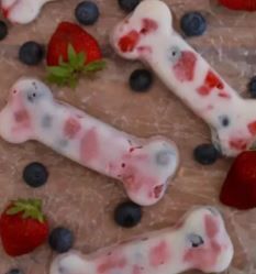 the dog treats are decorated with berries and blueberries