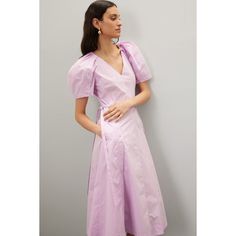 Purple cotton (70% Cotton, 30% Polyester). A-line. Short sleeves. V-neck. Back zipper closure. 48.5" from shoulder to hemline. Imported. Puff Sleeve Midi Dress, Rent The Runway, Closet Designs, Sleeve Midi Dress, 3.1 Phillip Lim, Phillip Lim, Cute Dresses, Puff Sleeve, A Line