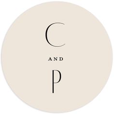 the letter c and p is shown in black on a white circle with an elegant font