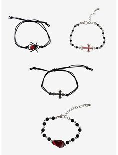 Cosmic Aura Rose Spider Cross Bracelet Set | Hot Topic Cosmic Aura, Cross Bracelet, Cross Designs, Fashion Details, Show Off