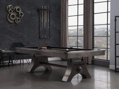 Plank & Hide Jaxx 8 Foot Pool Table Basement Pool Table Room Ideas, Basement Pool Table Room, Table Room Ideas, Pool Table Room Ideas, Basement Pool Table, Industrial Pool, Pool Table Dimensions, Slate Pool, Steel Pool