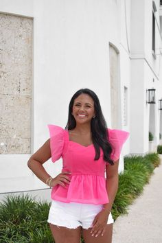 Blair Pink Organza Top – Southern Stars Boutique Pink Organza Top, Organza Top, Fitted Bodice, Dress Accessories, Set Dress, Ruffles, Bodice, Rompers, Boutique