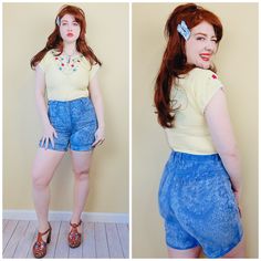 Obsessing over these adorable shorts. The tag may read "Not Guilty" but you'll be guilty as charged with hotness when you slip these babies on. High waisted fit slim cut slightly longer shorts, look great cuffed. Kind of acid wash overdyed blue color.  Condition: Great! No flaws to note. Measurements: Tag Size Medium  Waist: 30" Hips: 40" Rise: 12.5"  Length: 18" ---------- Policies: I do not accept ANY returns currently. Please read the description in detail and ask any and all questions before Retro Fitted Denim Shorts, Fitted Retro Denim Shorts, Fitted 90s Inspired Summer Shorts, Fitted Acid Wash Vintage Bottoms, 90s Acid Wash Bottoms For Spring, Retro Fitted Cutoff Shorts, 90s Style Blue Shorts For Spring, 90s Blue Spring Shorts, Retro Fitted High-waisted Jean Shorts