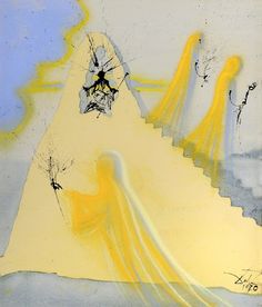 an abstract painting with yellow and blue colors