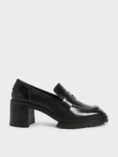 Black Penny Loafer Pumps Luxury Black Loafers With Branded Heel Counter, Luxury Black Loafers With Sculpted Heel, Luxury Low Heel Platform Loafers For Work, Luxury Black Loafers With Reinforced Heel, Luxury Black Platform Loafers For Business Casual, Luxury Black Platform Loafers For Work, Loafer Pumps Outfit, Pumps Outfit, Loafer Pumps