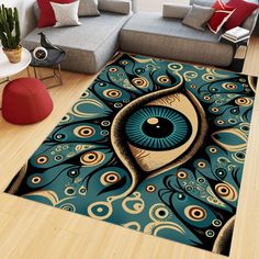 a living room area rug with an eye on it