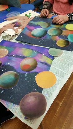 5th Grade Stellar Planets Art Lessons Grades 3-5, Outer Space Themed Art Projects, Outer Space Art Projects For Elementary, Art Class Elementary Project Ideas, 5th Grade Spring Art Projects, Space Art Elementary, Galaxy Art Project, Astronaut Art Project, Space Art Lessons Elementary