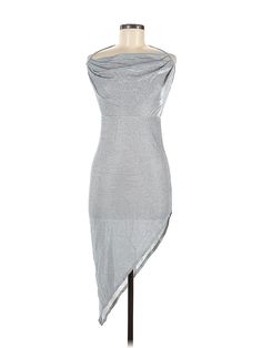 Missguided Cocktail Dress Size: 8 Silver Dresses - used. No Fabric Content, Cowl Neck, Midi/Calf Length, Sleeveless | Missguided Cocktail Dress: Silver Dresses - Used - Size 8 White Prom Dress Mermaid, Silver Dresses, Silver Cocktail Dress, White Prom, Silver Cocktail, Dress Mermaid, White Prom Dress, Dress Silver, Silver Dress