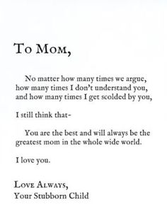 the poem to mom is written in black and white