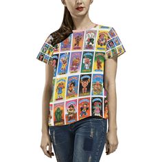 Mercy Me is remembering the greatest card collection of my childhood with this Women's Print on Demand Women's T-shirt inspired by 80's Card Collectables the Grabage Pail Kids. Made of 100% Polyester fabric, with Dye-sublimation printing, Personalized all-over print T-shirt for women. Light weight and soft, comfortable and breathable.Each panel is cut and sewn together to ensure a flawless graphic. Its details will elevate your wardrobe year round.【Sizes】XS, S, M, L, XL, XXL, XXXL, XXXXL. Please Multicolor Character Print T-shirt For Fan Merchandise, Multicolor Cartoon Print T-shirt For Fans, Multicolor Pop Culture Crew Neck T-shirt, Multicolor Crew Neck Pop Culture T-shirt, Multicolor Crew Neck T-shirt In Pop Culture Style, Multicolor Pop Culture T-shirt Pre-shrunk, Multicolor Pre-shrunk Pop Culture T-shirt, Pop Culture Multicolor T-shirt With Character Print, Multicolor Pop Culture T-shirt With Character Print