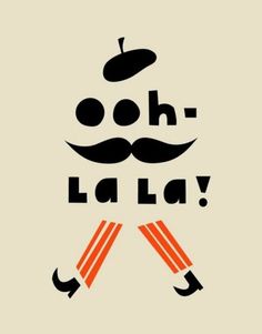 the back side of a card with an image of two mustaches and words that say oh la