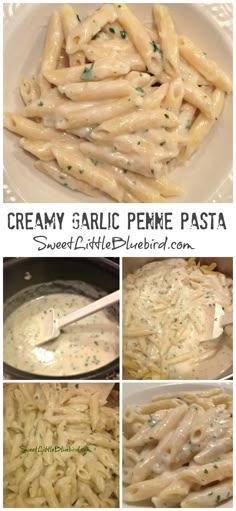 creamy garlic penne pasta with cream sauce and parmesan cheese