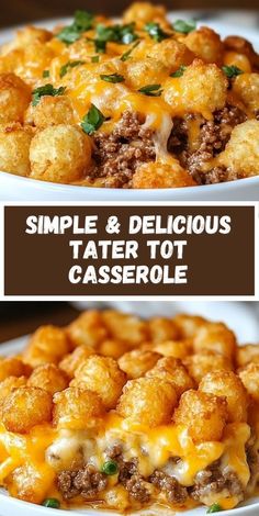 a casserole dish with tater tots and cheese