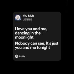 someone posted a text message to their friend about dancing in the moonlight, and it's just you and me tonight