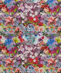 an image of a very colorful flowery pattern with many colors and sizes on it