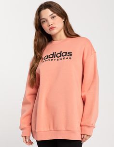 Adidas All Szn Gfx Crewneck Sweatshirt. Relax The Day Away In This Loose-Fitting Adidas Crewneck Sweatshirt. It's Made From Brushed-Back Fleece That Feels Fluffy And Dense — Perfect For A Day Hanging Out At Home Or A Weekend Adventure Away. The Ribbed Cuffs Keep The Fit Looking Classic, Which You Already Know Means Timeless. And When It Comes To Adidas, That Also Means Fresh. Loose Fit. Crewneck. Brushed Fabric. Ribbed Cuffs. Adidas Sportswear Graphic. Made With Better Cotton. 80% Cotton, 20% Re Adidas Sporty Tops For Loungewear, Sporty Adidas Tops For Loungewear, Adidas Sportswear Tops With Letter Print, Adidas Crew Neck Athleisure Sweatshirt, Adidas Athleisure Crew Neck Sweatshirt, Adidas Tops With Graphic Print For Fall, Spring Adidas Sweatshirt For Sports, Adidas Spring Sweatshirt For Sports, Adidas Spring Sports Sweatshirt