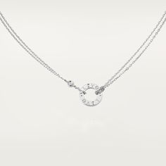 Cartier - LOVE necklace, 2 diamonds - Necklace Woman White gold/Diamond - LOVE necklace, white gold 750/1000, set with 2 brilliant-cut diamonds totaling 0.03 carats. Inner diameter: 7.8 mm. Chain length: 392 mm. Cartier White Jewelry With Single Cut Diamonds, Cartier White Gold Necklace For Weddings, Luxury Cartier Jewelry With Single Diamond, Timeless Cartier White Gold Jewelry, Cartier Jewelry In Diamond White With Polished Finish, Luxury Engraved Diamond White Necklace, Cartier Diamond Necklace For Anniversary, Cartier Brilliant Cut Necklace For Anniversary, Cartier Diamond Jewelry In White Gold