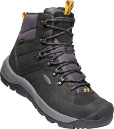 the north face men's back - to - wall hiker boot is shown in black and purple