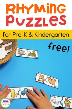 the rhyming puzzles for pre - k and kindergarten are free