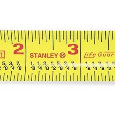 a yellow ruler with the words stanley on it's side and an image of a measuring