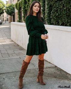 Olivia Mark - Princess-Inspired Long-Sleeve Round Neck Elastic Waist Dress Party Dresses With Sleeves, Flared Mini Skirt, Elastic Waist Dress, Mini Party, Elegante Casual, Puff Long Sleeves, Fall Dress, Smocked Dress, Princess Style