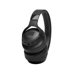 the jbl headphones are black and have bluetooth buttons on each earpiece