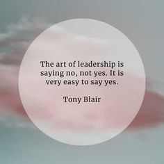 the art of leadership is saying no, not yes it is very easy to say yes