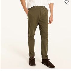 Olive Green Twill Color Brand New With Tags Size 32x30 Casual Straight Tapered Pants, Casual Tapered Straight Bottoms, Casual Khaki Straight Leg Dress Pants, Green Slim Fit Pants With Pockets, Casual Fitted Khaki Chinos, Casual Fitted Khaki Dress Pants, Fitted Casual Khaki Dress Pants, Green Chino Cotton Twill Chinos For Work, Green Casual Pants For Business Casual