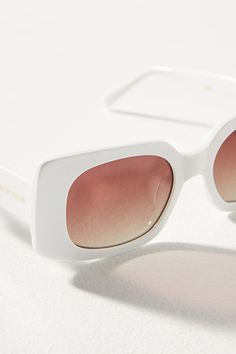 Acetate 100% UV protection Spot clean Imported | Maryssa Polarized Sunglasses by Eleventh Hour in White, Women's, Acetate at Anthropologie White Sunglasses, Polarized Sunglasses, Uv Protection, Anthropologie, Sunglasses, Luxury Fashion, White