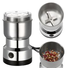 three different types of food grinders and bowls