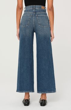 Made from low-stretch denim with vintage-inspired character, these medium-wash jeans are fitted through the waist and wide through the ankle-length legs. 27" inseam; 21 1/2" leg opening; 11 1/2" front rise Zip fly with button closure Five-pocket style 99% cotton, 1% Lycra® spandex Machine wash, dry flat Imported Mid-rise Medium Wash Flare Jeans, Washed Blue Cropped Leg Flare Jeans, Denim Blue Washed Cropped Flare Jeans, Washed Denim Blue Cropped Flare Jeans, Medium Wash Rigid Denim Cropped Leg Flare Jeans, Mid-rise Medium Wash Relaxed Fit Flare Jeans, Dark Wash Rigid Denim Cropped Flare Jeans, Denim Blue Mid-rise Flare Jeans With Five Pockets, Dark Wash Cropped Leg Flare Jeans