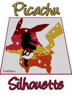 a cross stitch pattern with the words, picachu silovette on it